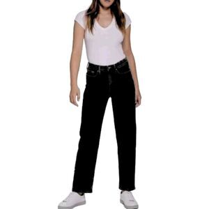 Calvin Klein Women's Sz 14 High Rise Straight Leg Jeans Jet Black 29" Inseam NWT